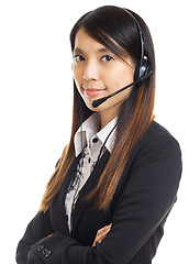 Image showing Asian business woman with headset