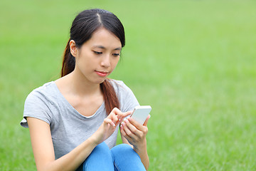 Image showing Asian woman using mobile