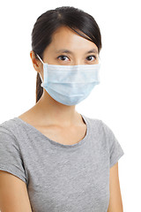 Image showing Asian woman with face mask isolated on white