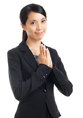 Image showing Business woman pray