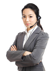 Image showing Asian business woman with headset