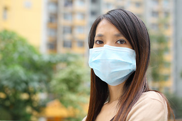 Image showing Asian woman wear face mask 