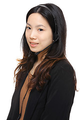 Image showing asian woman wearing headset