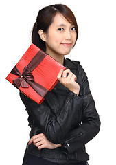 Image showing Asian woman with gift box