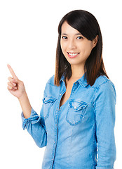 Image showing Asian woman pointing