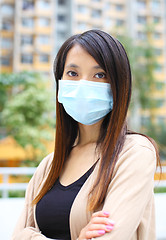 Image showing Asian woman wearing face mask