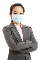 Image showing Asian business woman with face mask 