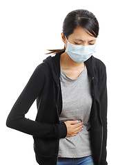 Image showing Sick woman wear face mask