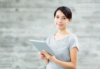 Image showing Asian woman with digital tablet