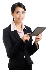 Image showing Asian business woman using tablet pc