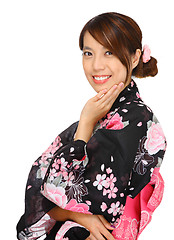 Image showing Young woman wearing Japanese kimono