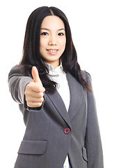Image showing Asian business woman with thumb up hand