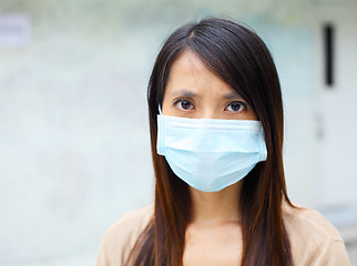 Image showing Asian woman with face mask at outdoor