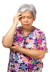 Image showing Old woman seriously headache