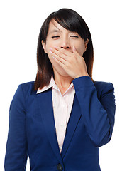 Image showing Asian business woman feeling tried