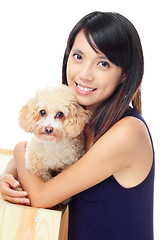 Image showing Asian woman with dog poodle