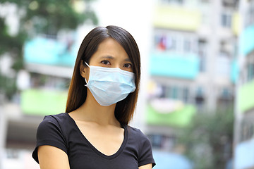 Image showing Asian woman wear protective face mask