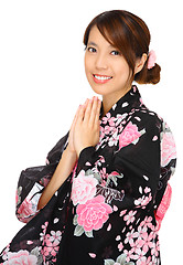 Image showing Young woman wearing Japanese kimono
