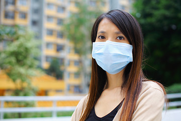 Image showing Asian woman wear protective face mask