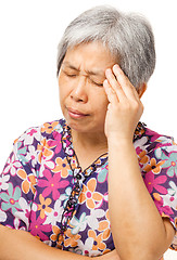 Image showing Mature asian woman feel headache