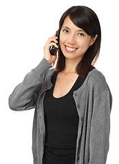 Image showing Asian woman with phone call isolated on white background