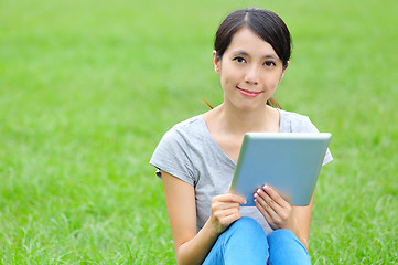 Image showing Asian woman with digital tablet 