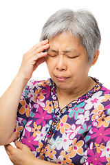 Image showing Asian old woman feeling headache