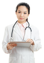 Image showing Asian female doctor with digital tablet