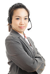 Image showing Asian business woman with headset