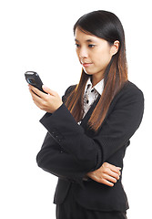 Image showing asian business woman using mobile phone