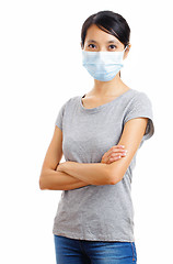 Image showing Asian woman wearing face mask