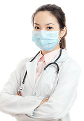 Image showing Asian female doctor with face mask