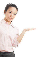 Image showing Asian business woman introduce something