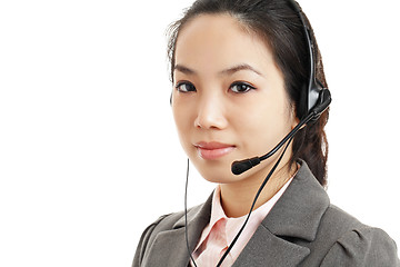 Image showing Asian business woman with headset