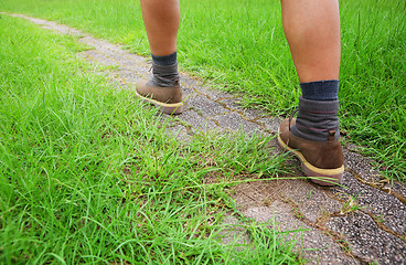 Image showing Man go hiking 