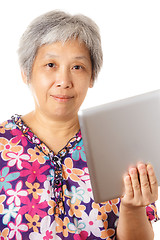 Image showing Asian old woman with digital tablet