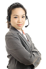 Image showing Asian business woman with headset 