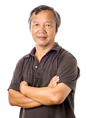 Image showing Asian mature man isolated over white background