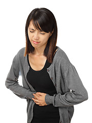 Image showing Asian woman with stomachache