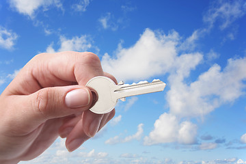 Image showing Hand Key and Sky