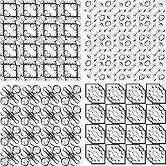 Image showing Set of monochrome geometric seamless patterns, backgrounds collection