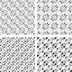 Image showing Set of monochrome geometric seamless patterns