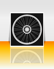 Image showing Bicycle wheel on flyer or cover