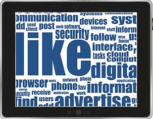 Image showing Business and social words on tablet pc screen