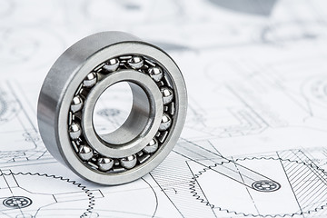 Image showing Ball bearings on technical drawing