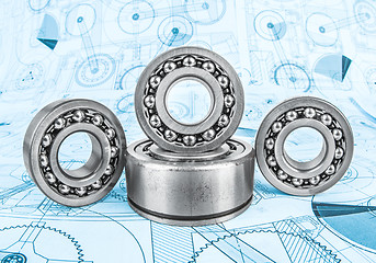 Image showing Ball bearings on technical drawing