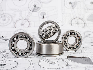 Image showing Ball bearings on technical drawing