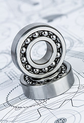 Image showing Ball bearings on technical drawing