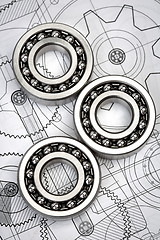 Image showing Ball bearings on technical drawing