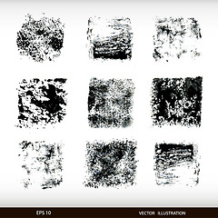 Image showing Set of different textural spots. Grunge textures set.